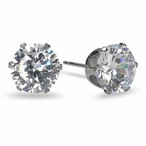 Two Pairs 8mm Cubic Zirconia Earrings